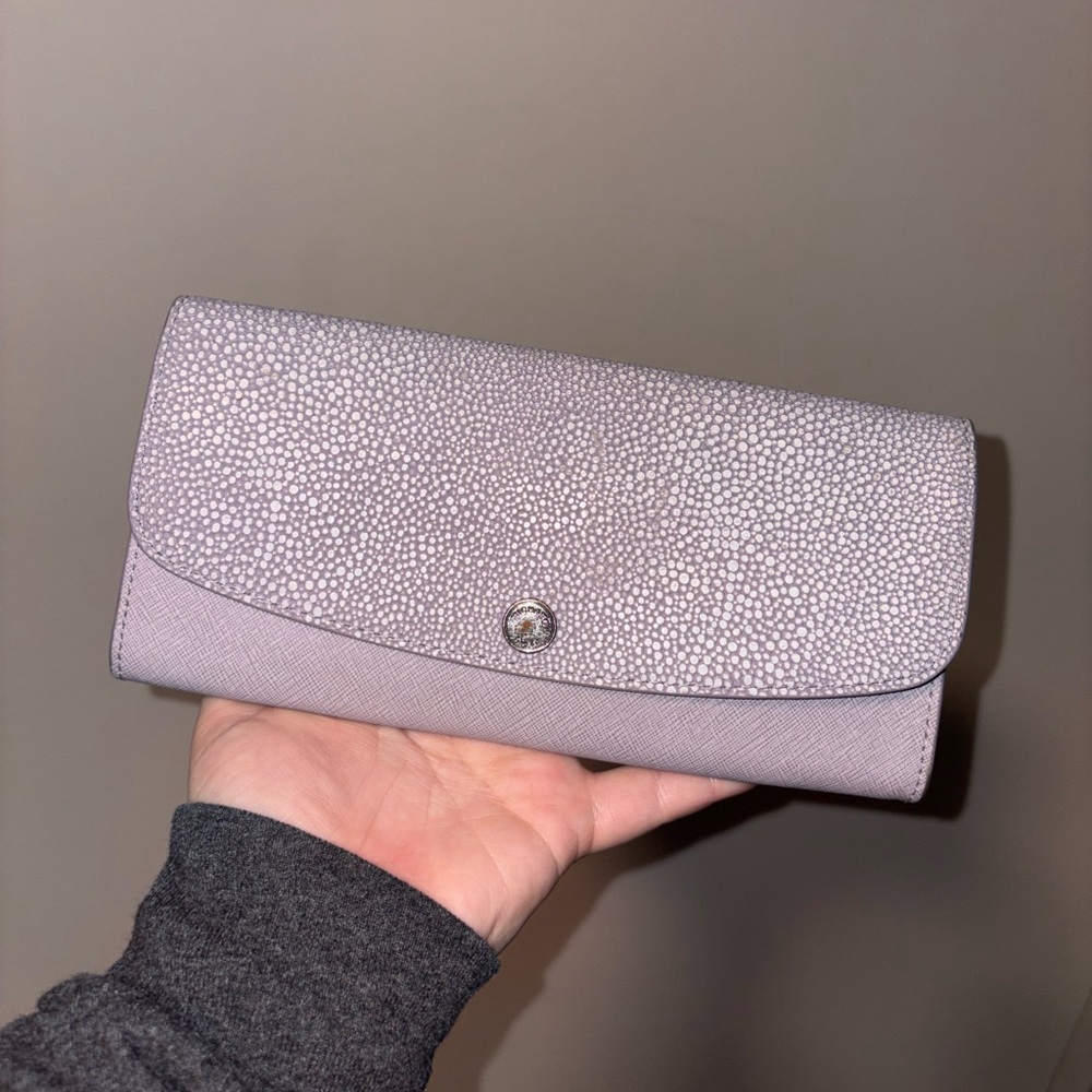 Michael Kors Juliana Large Leather Flap Wallet Lilac EUC